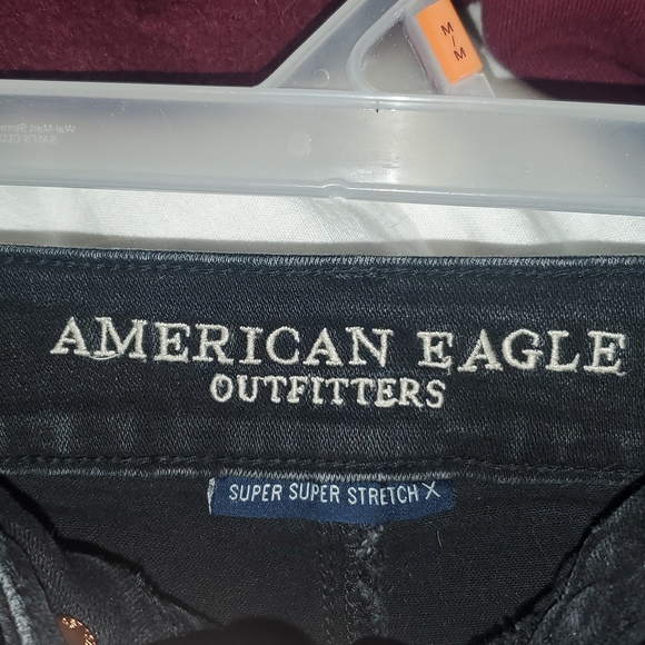 AMERICAN EAGLE Black Jean Shorts with Lace Detail - Picture 3 of 5